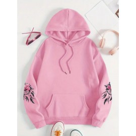Women'S Plus Size Boho Chic Hoodie - Soft, Comfortable Long Sleeve with Dreamcatcher & Floral Print, Casual Pullover with Pockets for Everyday Wear, Casual Wear Hoodie|Boho Chic Style|Soft Fabric Hoodie