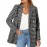 Elegant Plus Size Houndstooth Blazer for Women - 100% Polyester, Lapel Collar, Woven, Non-Stretch Fabric, All-Season, Regular Fit Adult Jacket