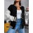 Women's Wizard of Oz Ruby Slippers & Dorothy's Back Print Jacket - Plus Size Friendly Black & White Two-Tone Sleeves, Red Glitter Iconic Slippers Design, Casual Winter Outerwear for Halloween Costumes, Parties & Casual Attire -
